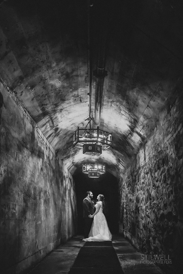 Bride and Groom Wine Cellar Portrait