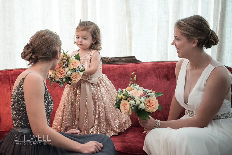 Bride and Flower Girl Senate Garage Wedding