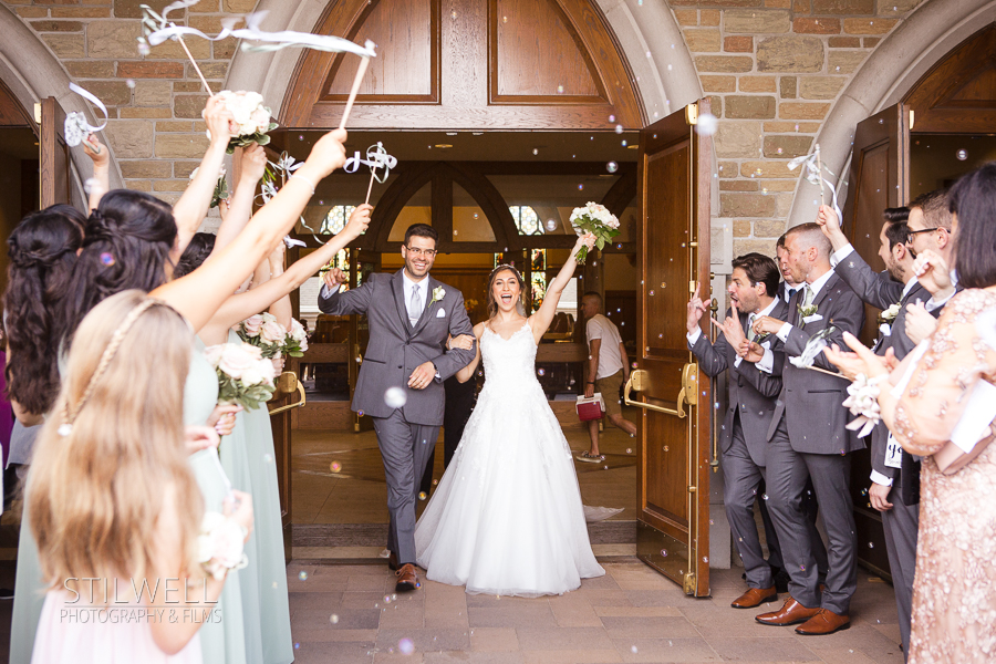 Bride and Groom Exit Lagrangeville Church