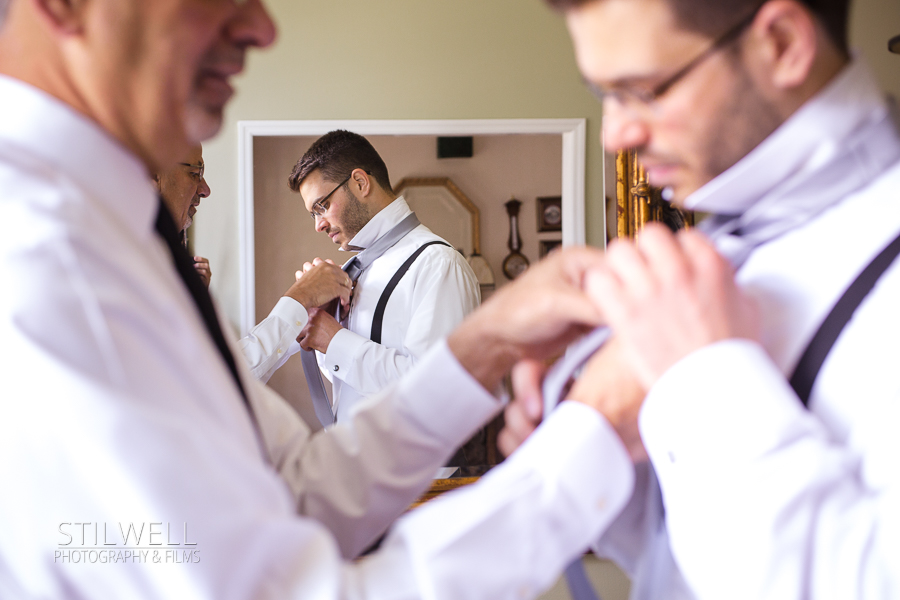 Groom Getting Ready on Wedding Day Morning