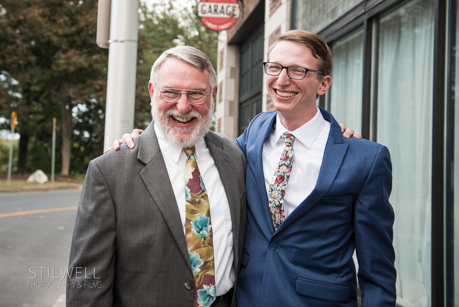 Groom and Dad Senate Garage Wedding