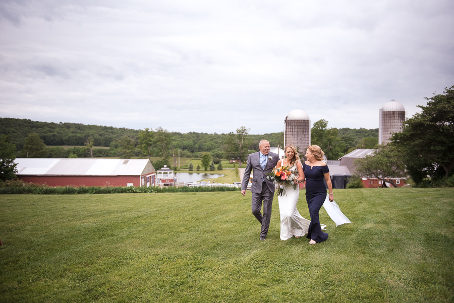 Bride Walking Down Aisle Gilbertsville Farmhouse