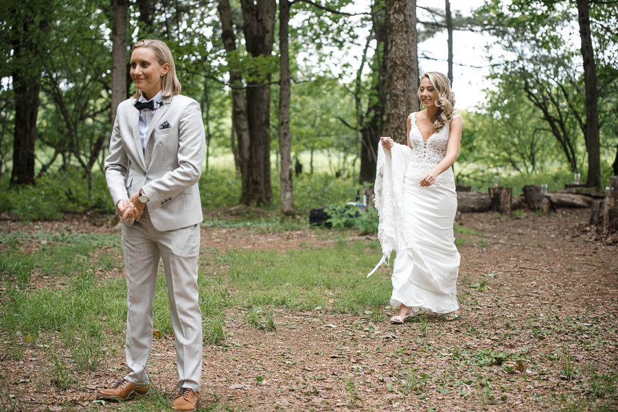 First Look Rustic South New Berlin Wedding