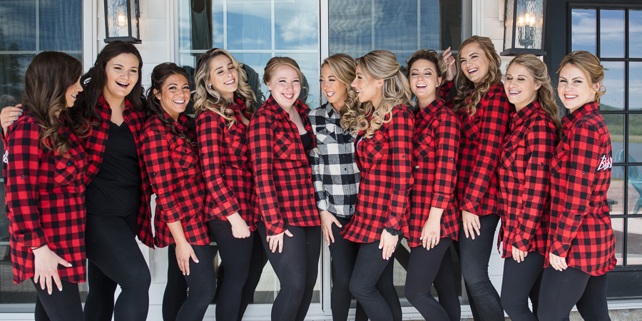 Plaid Bride and Bridesmaids Farm Wedding Photographer