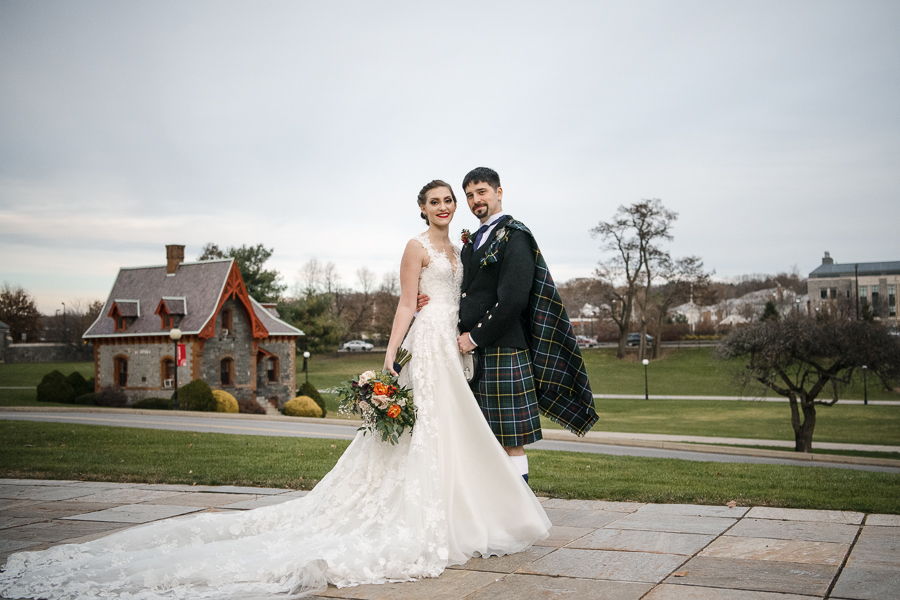 Bride and Groom Portrait Marist College Poughkeepsie NY